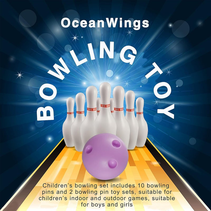 OceanWings Kids Light up Bowling Ball Toys Set,Bowling Pins Toy Game with 10 Pins & 2 Balls Fun Sports Games for Grandkids Kids Toddler Indoor & Outdoor Boys Girls Children 3 4 5 6 Years - Image 5